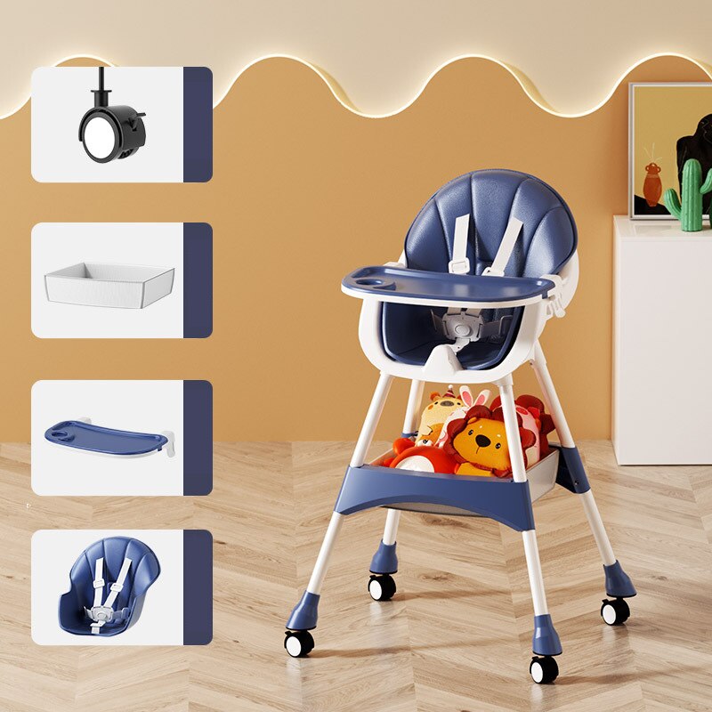 2 in 1 Convertible Baby High Chair for 6+ Months - Adjustable Height, Detachable Footrest & Double Tray - Perfect for Feeding, Playtime & Learning at Home or Restaurant
