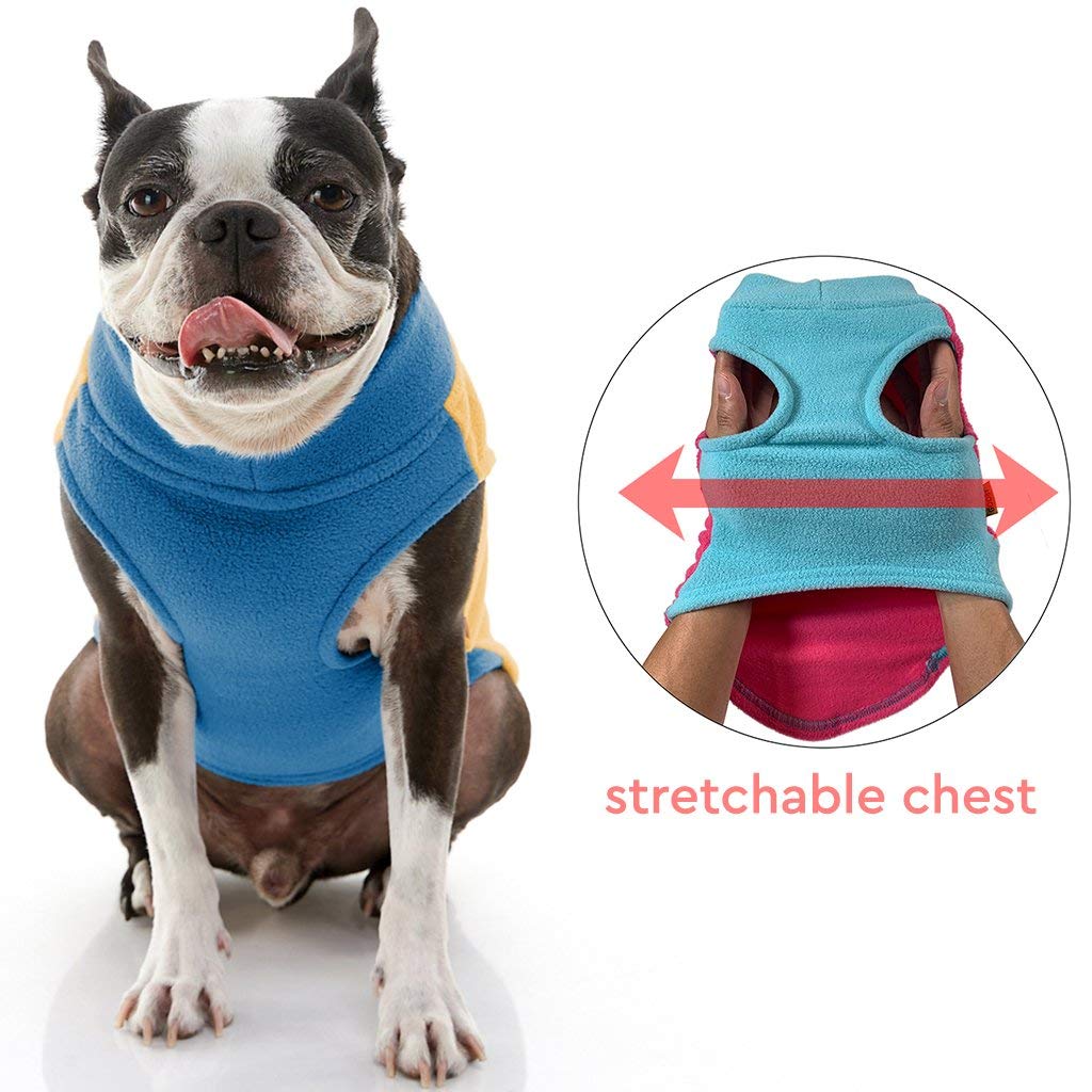 Gooby Half Stretch Fleece Vest Dog Sweater - Honey Mustard, X-Small - Warm Pullover Fleece Jacket for Small Dogs with D-Ring Leash Attachment - Winter Dog Coat for Cold Weather - Perfect for Small Breed Puppies & Dogs - Ideal for Outdoor Walks, Winter Adventures & Indoor Comfort