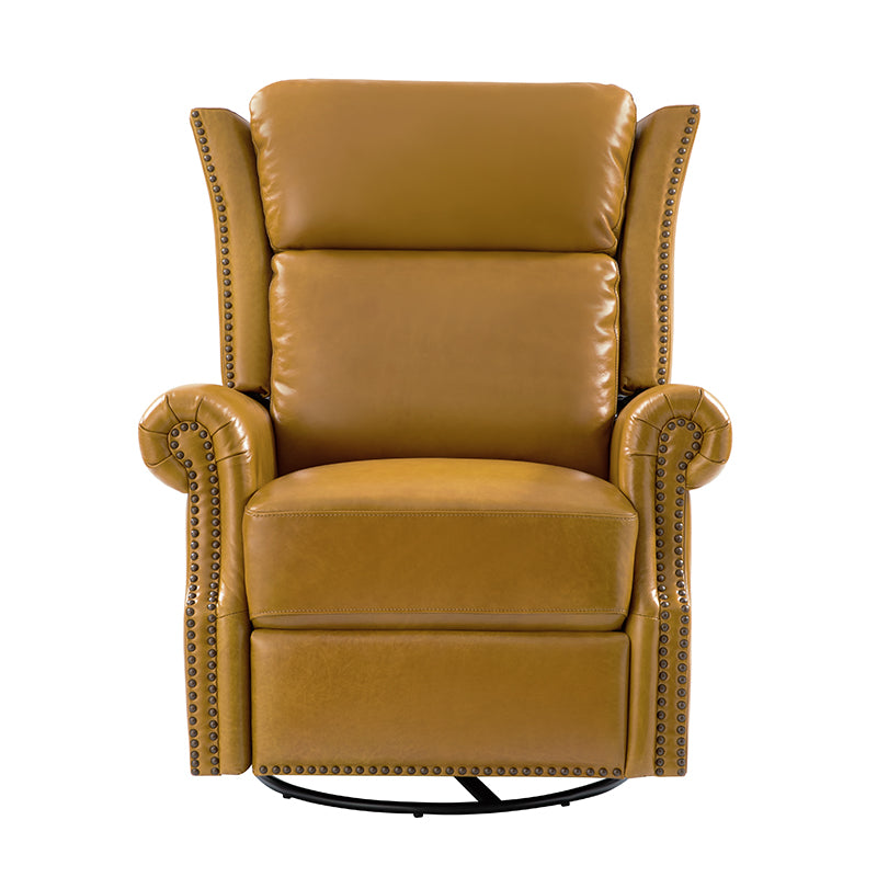 Martina Genuine Leather Manual Swivel Glider Recliner Chair - Comfortable Living Room Seating for Relaxing, Reading & Nursing