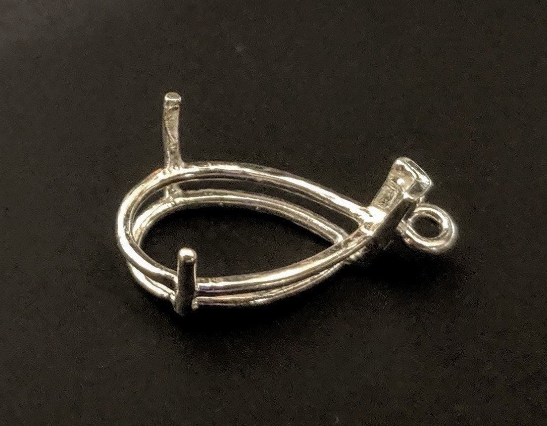 Solid Sterling Silver or 14k Gold Pear-Shaped Vee Wire Dangle Pendant & Earring Settings (6x4mm, 15x10mm) - Perfect for Handmade Jewelry, DIY Crafting, and Gift Giving