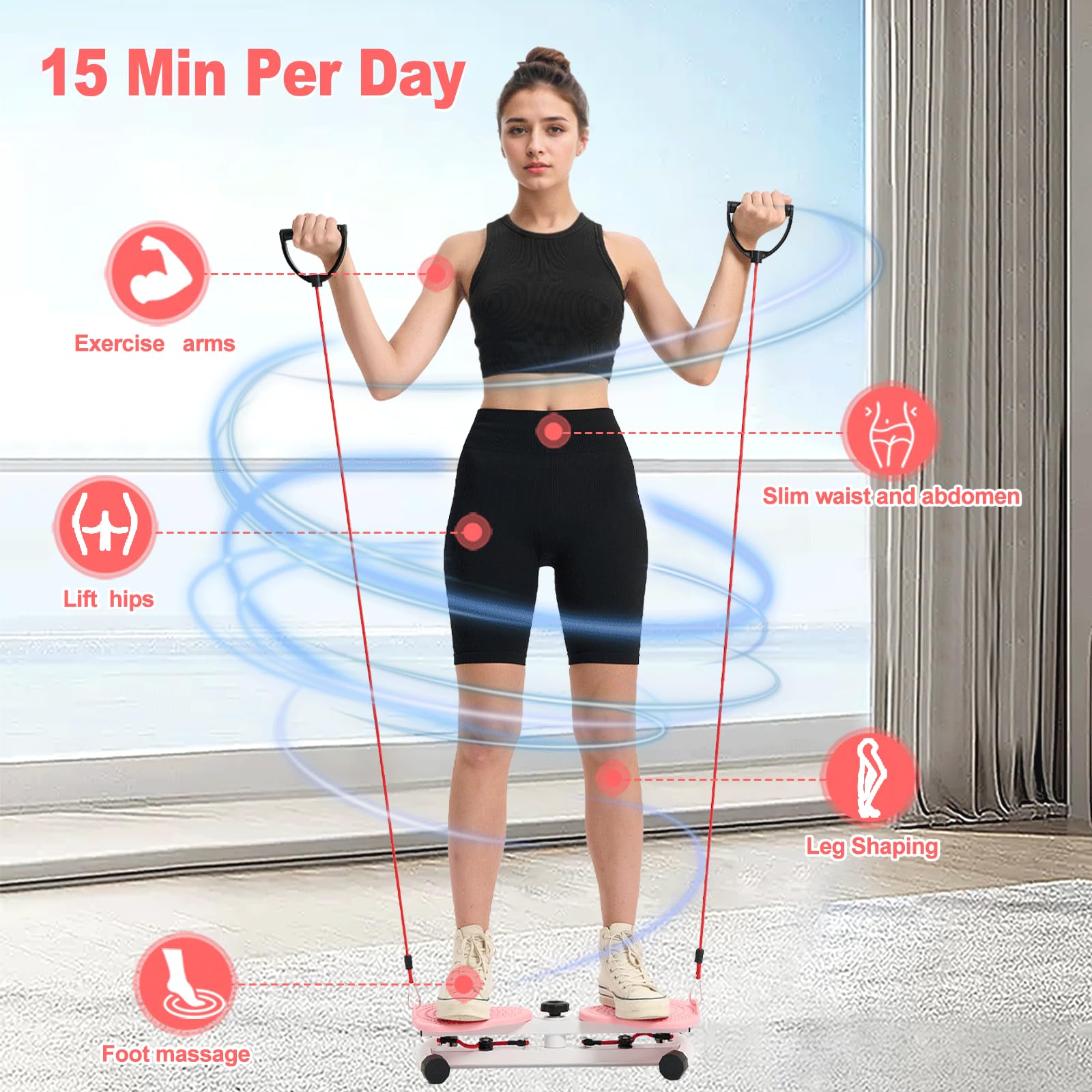 Waist Twister Machine for Women - Silent Ab Twister with Resistance Bands for Belly Fat & Waist Sculpting | Home Gym Exercise Equipment for Core Workouts & Toning
