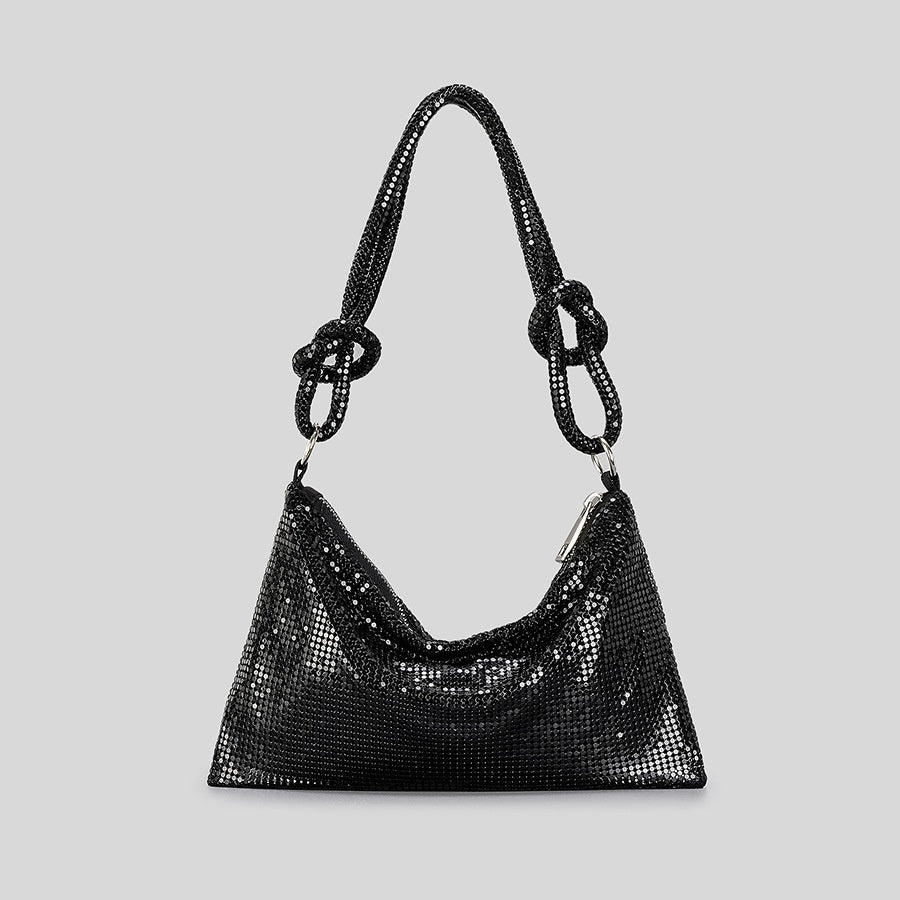 Stylish Aluminum Sheet Underarm Women's Tote Bag with Metal Sequins - Perfect for Work, Travel & Evening Events