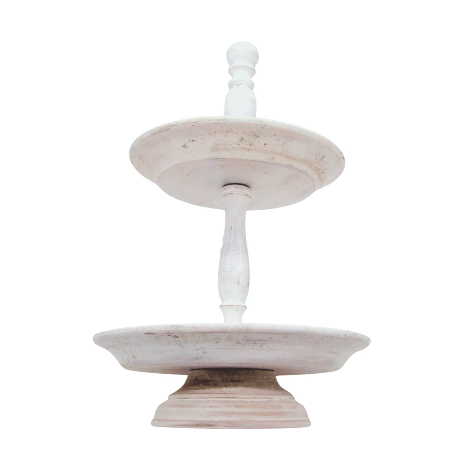 Whitewashed 2-Tier Round Wooden Riser - 11 Inch Rustic Farmhouse Decor for Dessert Display & Appetizer Stand | Perfect for Weddings, Parties & Home Decor