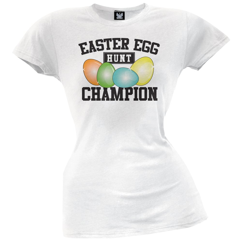 Old Glory Easter Egg Hunt Champion Juniors T-Shirt - Medium White - Fun Easter Outfit for Kids Egg Hunting Party