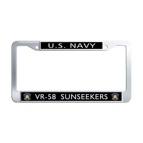 US Navy VR-58 Sunseekers Squadron Stainless Steel Car License Plate Holder - Durable Metal Tag Frame for Cars, Trucks & SUVs - Perfect for Military Enthusiasts & Vehicle Decoration