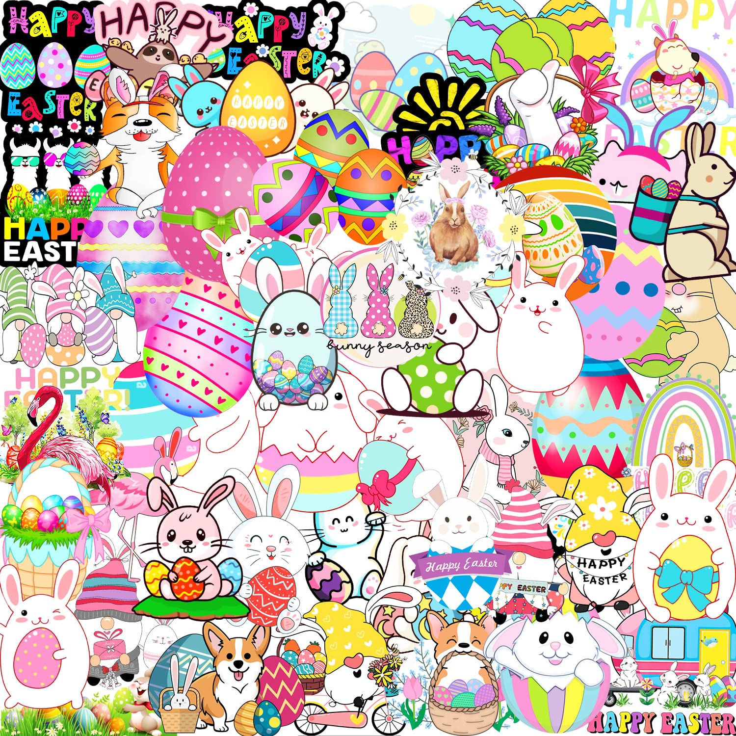 100Pcs Easter Stickers for Kids & Adults - Waterproof Vinyl Stickers for Water Bottles, Laptops, Scrapbooks - Cute Kawaii Aesthetic Stickers for Boys, Girls & Teens - Perfect for DIY Crafts, School Projects & Gift Decorations