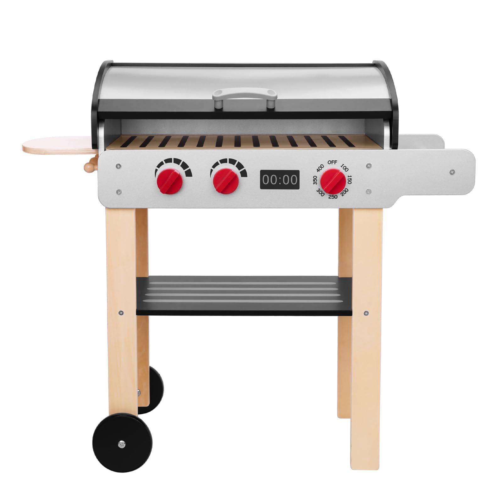 **Wooden Play BBQ Grill Toy Set for Kids - Pretend Play Kitchen Accessories with Toy Food & Grilling Tools - Perfect for Toddlers Boys & Girls Ages 3+ - Outdoor & Indoor Imaginative Play**