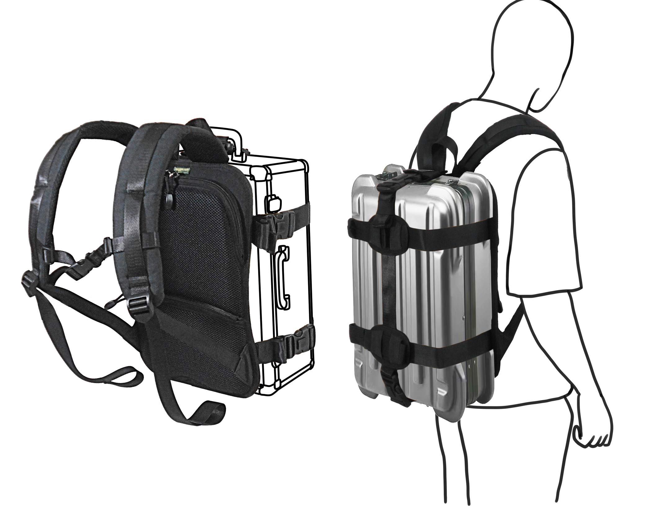 Premium Adjustable Strap Backpack for Travel - Lightweight Carry-On Luggage for Small to Medium Hard Shell Cases & Hand Baggage - Perfect for Airplane, Business Trips & Daily Commute