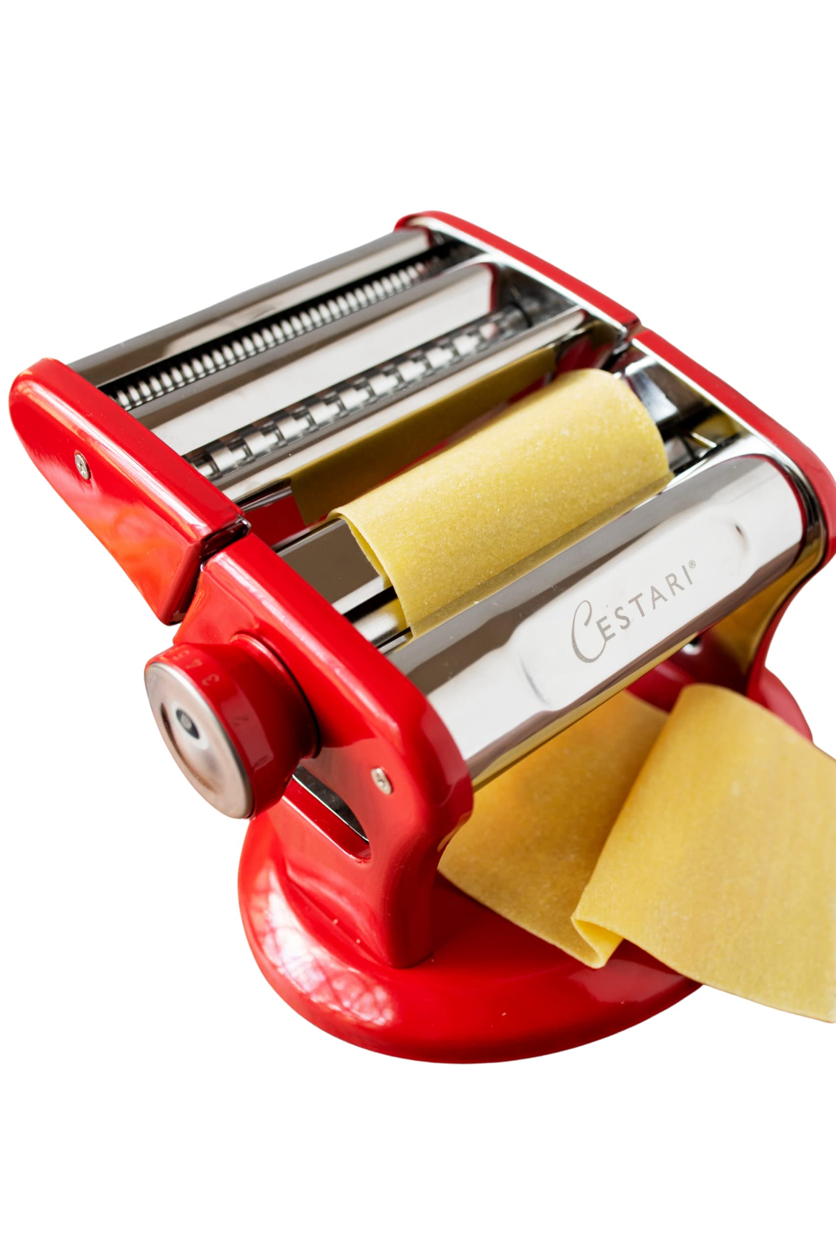Cestari Ultimate Stainless Steel Pasta Maker Machine with Patented Suction Base - 150mm Pasta Roller with Hand Crank, Cutter & Recipes - Perfect for Homemade Pasta, Ravioli, Lasagna & Italian Cooking