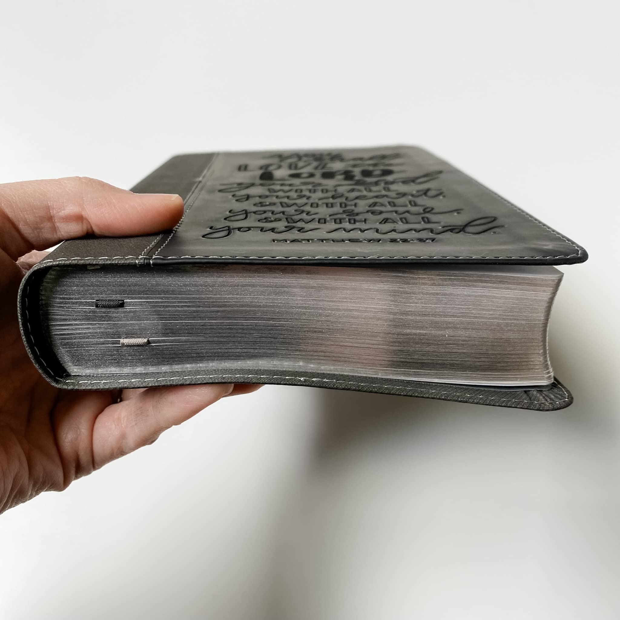 Personalized NIV Black/Gray Leathersoft Bible - Hand Lettered & Laser Engraved with Custom Name - Perfect Christian Gift for Wedding, Baptism, Graduation & Birthday - Ideal for Worship, Bible Study & Spiritual Growth