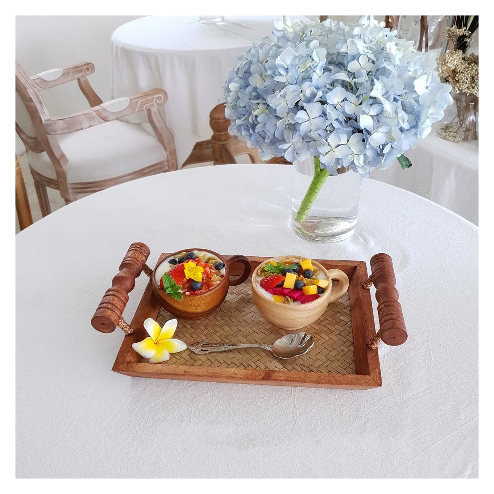 Wooden Decorative Serving Tray - Portable Snack & Cake Tray for Home, Restaurant, and Tea Service - Small Size - Perfect for Breakfast in Bed, Afternoon Tea, and Party Appetizers