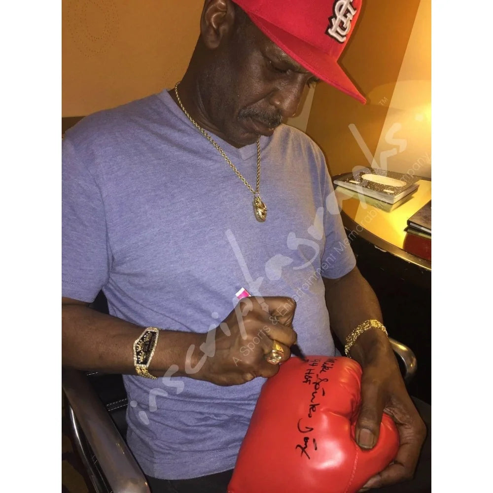 Michael Spinks Autographed Boxing Glove with COA - Signed by Leon - Collectible Memorabilia for Boxing Fans & Sports Enthusiasts - Perfect for Display in Man Cave, Sports Bar, or Gift for Boxing Lovers