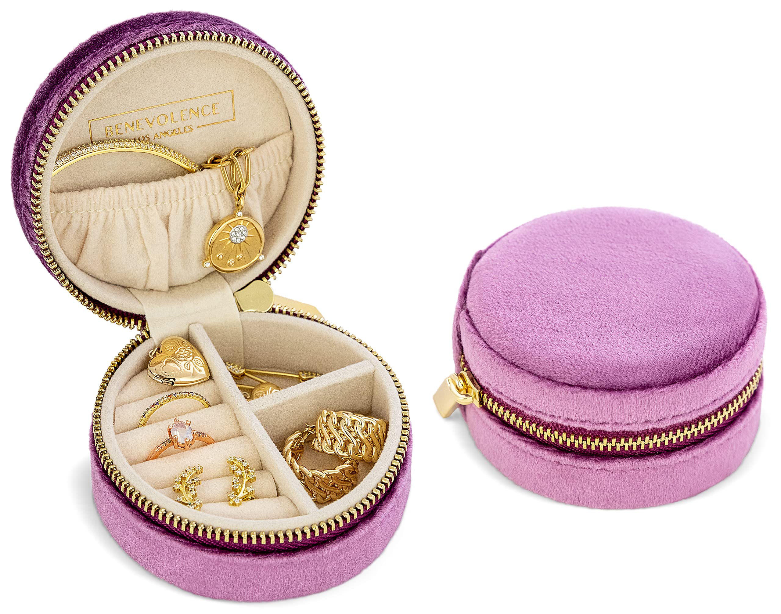 Luxury Velvet Travel Jewelry Organizer Box - Portable Jewelry Case for Necklaces, Rings & Earrings | Compact Jewelry Storage for Travel, Vacation & Daily Use - Elegant Lilac Color