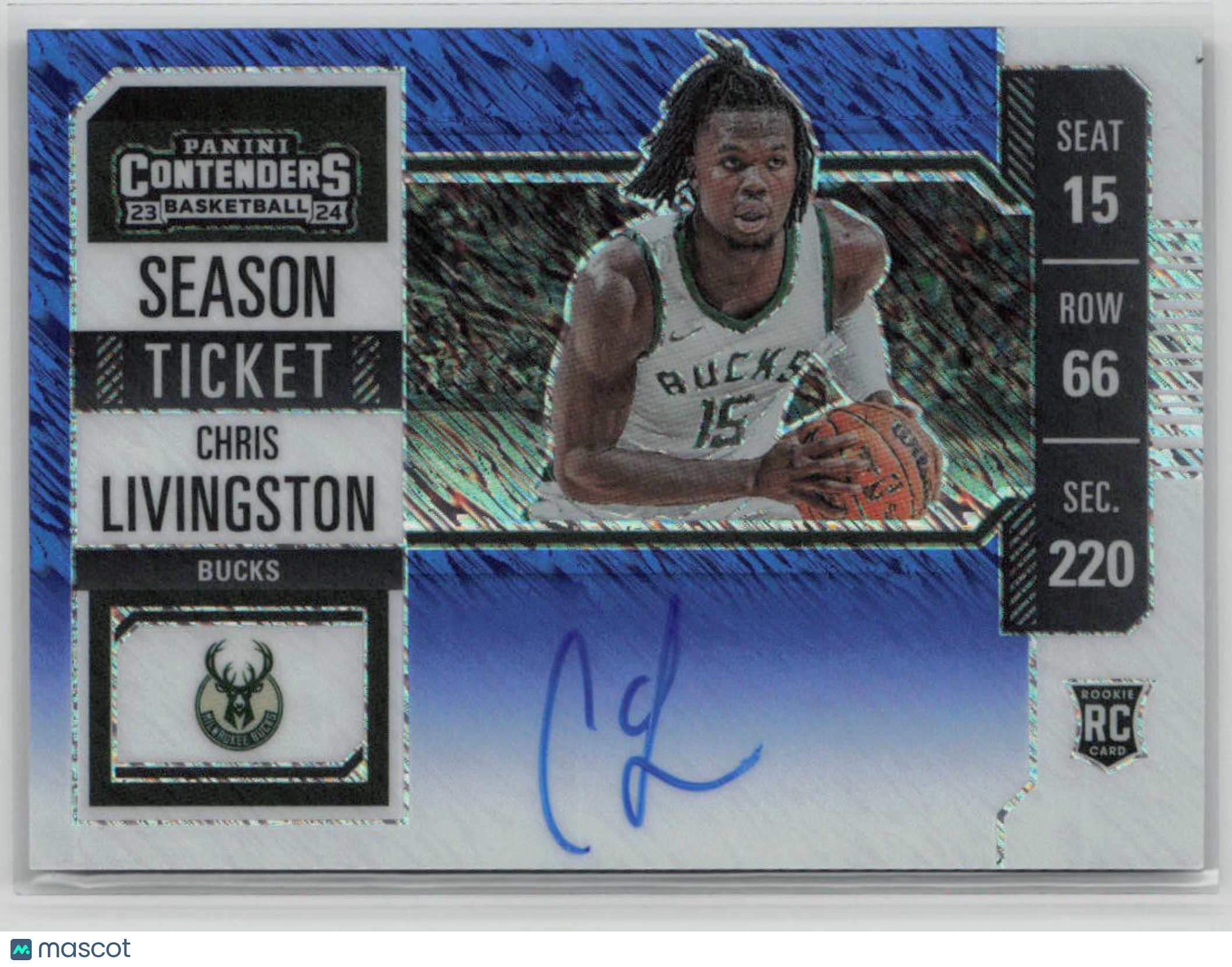 2023 Panini Contenders Chris Livingston Rookie Auto #142 /21 Blue Shimmer FOTL - Basketball Trading Card for Collectors & Sports Fans - Perfect for Memorabilia Displays, Investment & Gifting