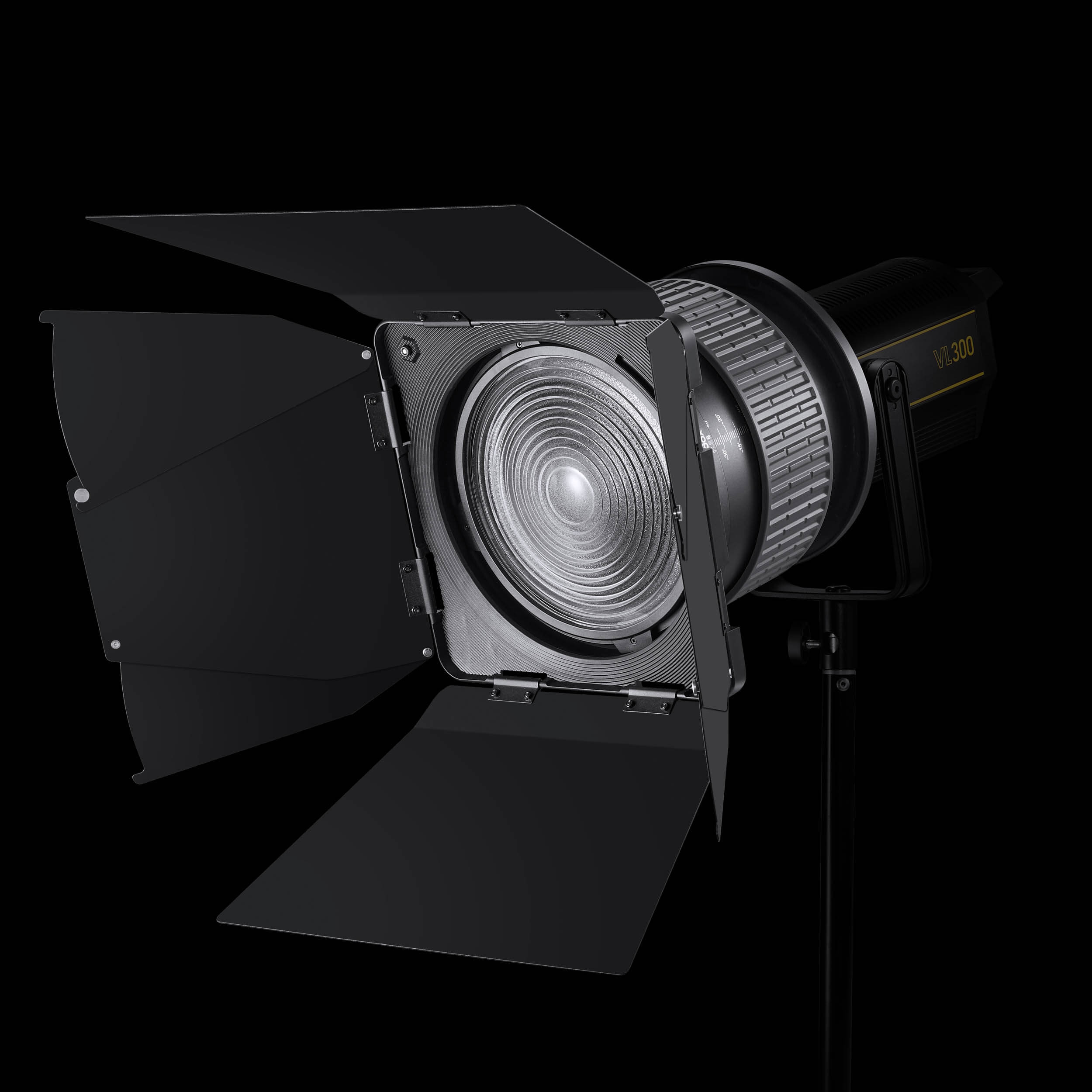 FLS8 8-Inch Optical Fresnel Lens with LB 01 Barn Doors (S-Type Fitting) - Perfect for Stage Lighting, Photography, and Film Production
