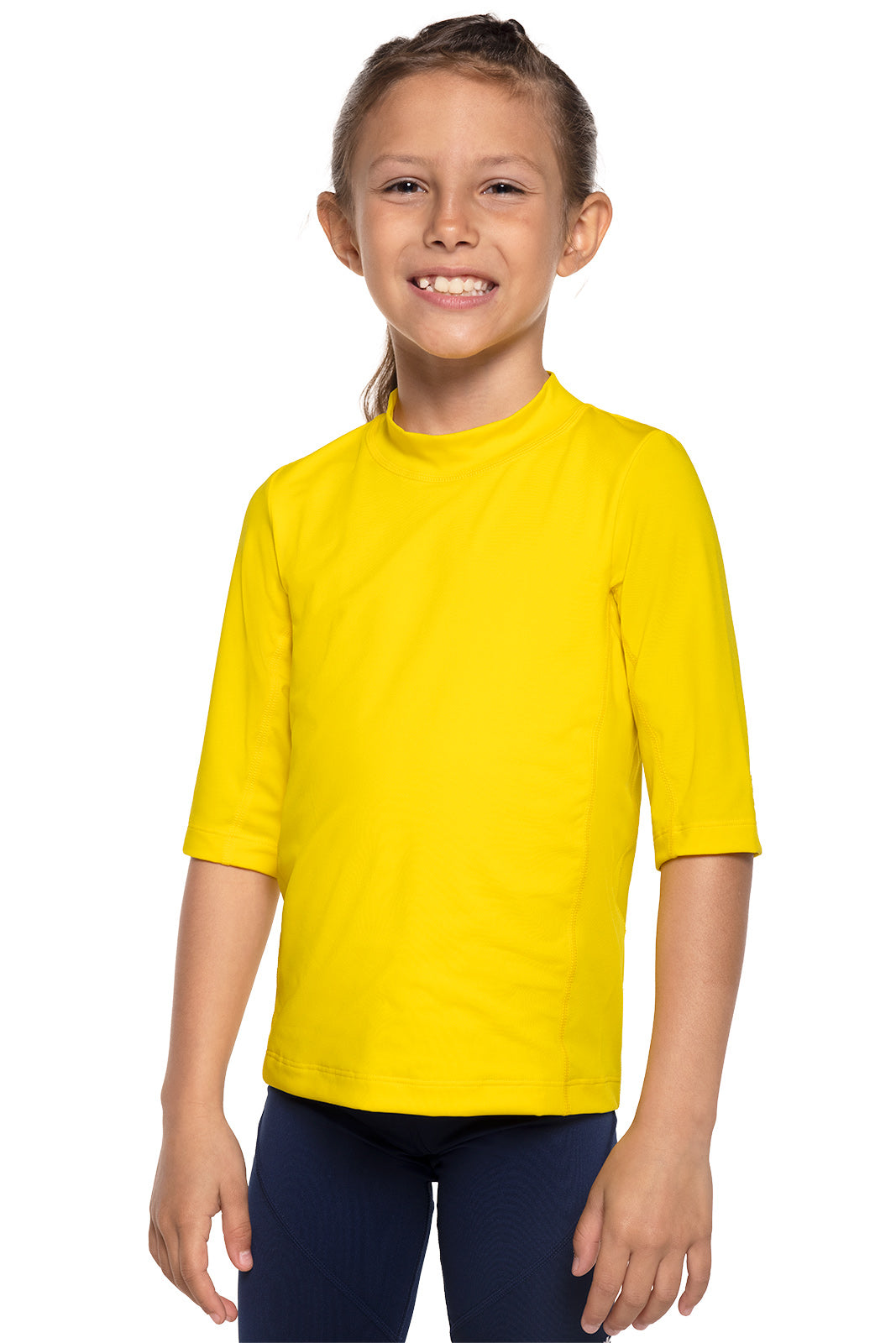 Kids Sandshark Short Sleeve Surf Shirt - Bold Yellow Rash Guard for Boys & Girls | Beach, Swimming & Summer Outdoor Activities