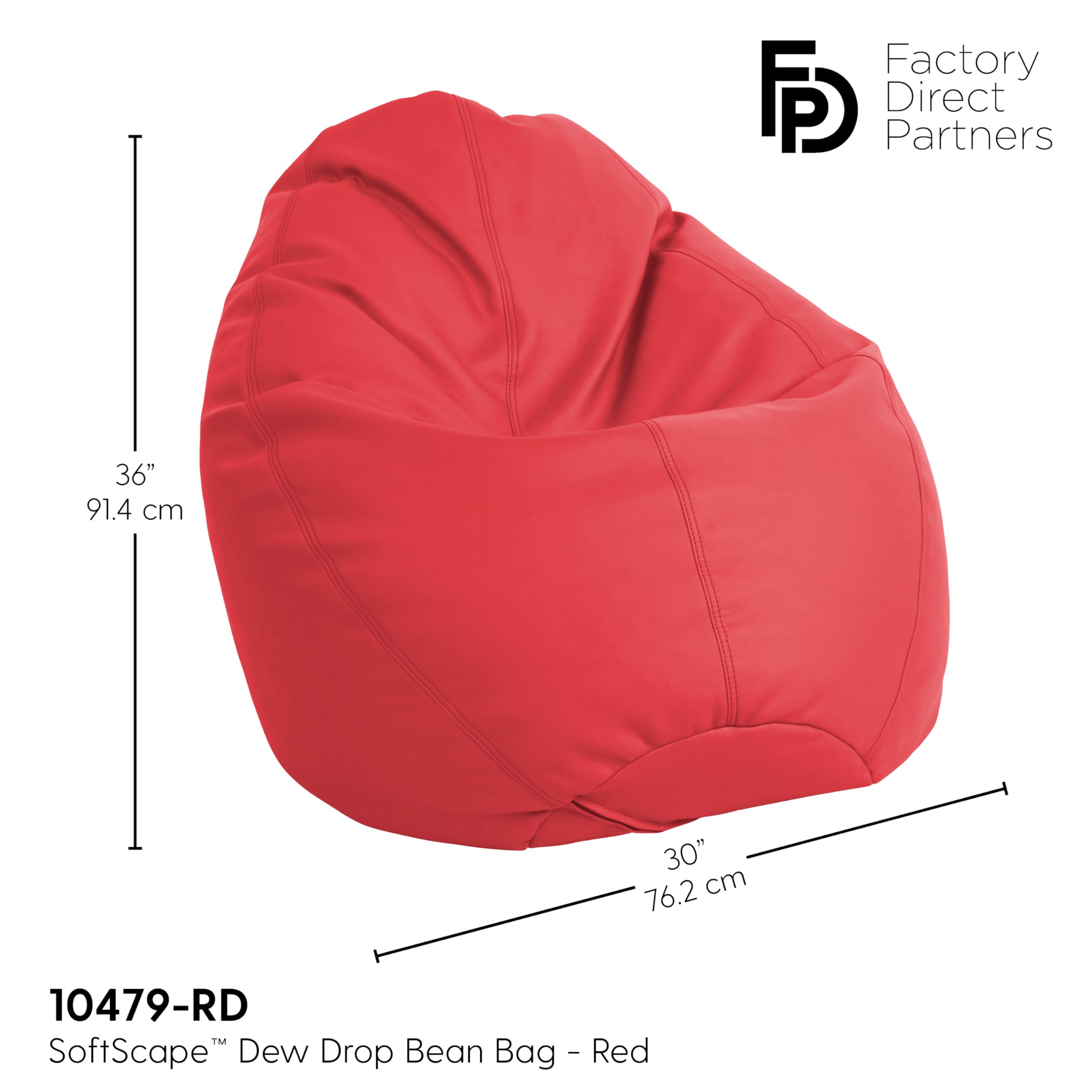 FDP Dew Drop Bean Bag Chair - High-Back Supportive & Comfortable Bean Bag for Adults & Kids - Flexible Seating for Bedroom, Dorm, Classroom & Gaming Room - Perfect for Relaxing, Reading & Video Games (Red)