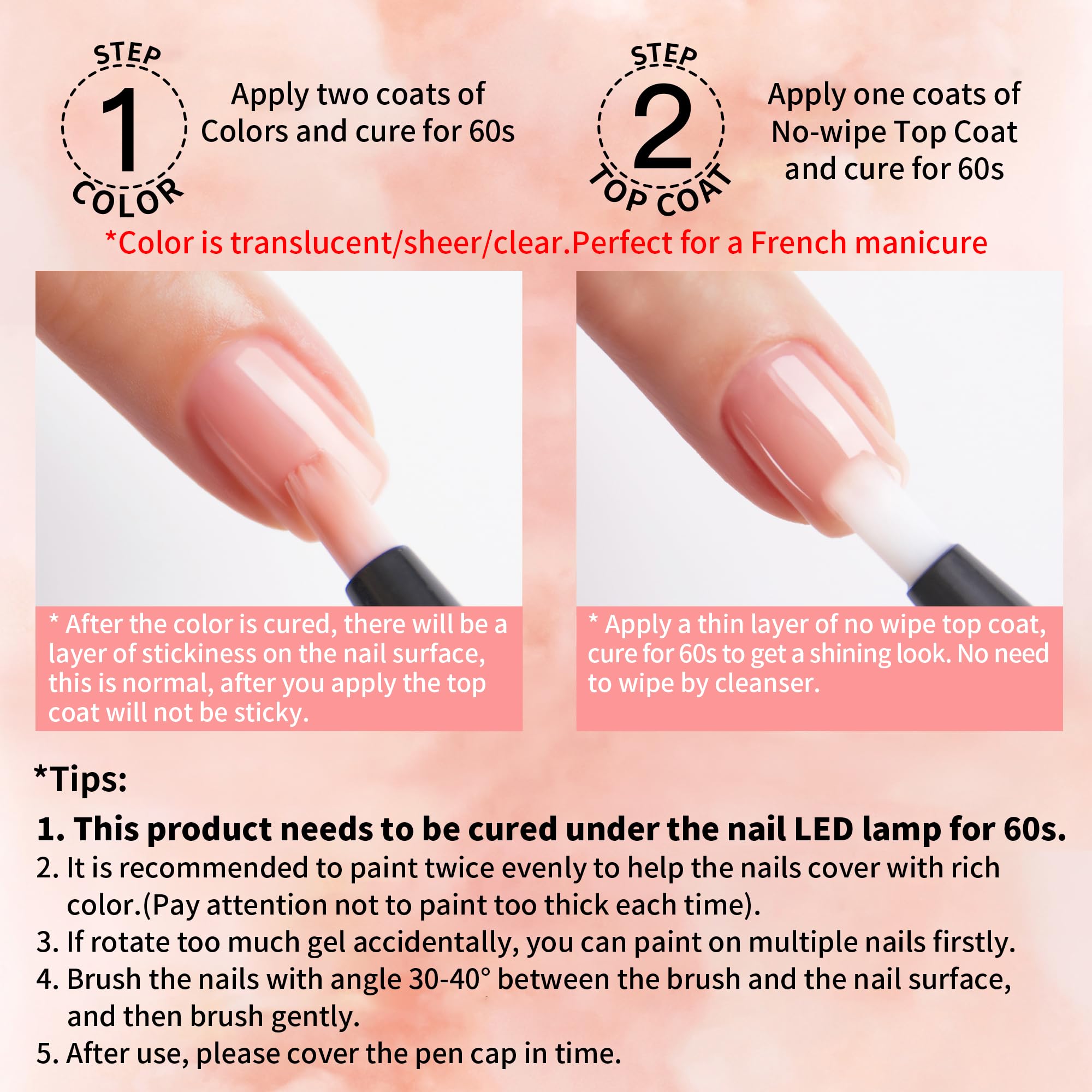 UV LED Gel Nail Polish Pen Set - 6 Nude Colors, Long Lasting & Chip Resistant for Salon-Quality Manicures at Home | Perfect for DIY Nails, Gifts & Professional Use