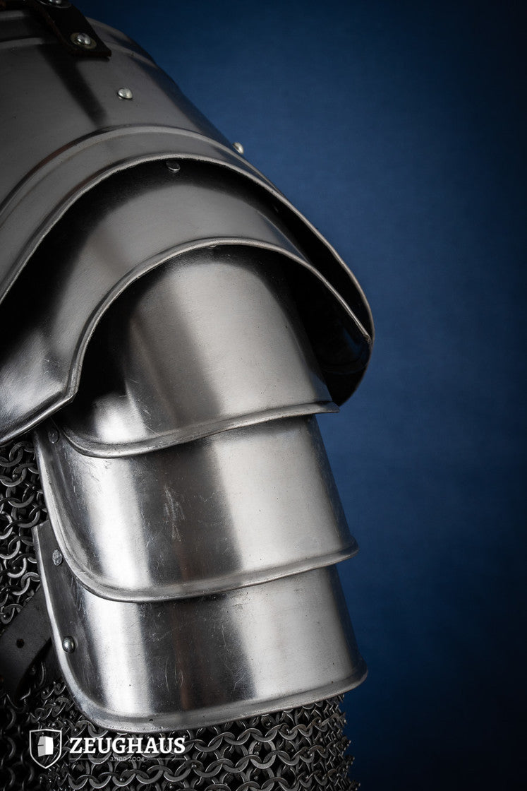 Polished Warrior Pauldrons - Medieval Armor Shoulder Guards for LARP, Cosplay & Renaissance Fairs | Authentic Knight Costume Accessory