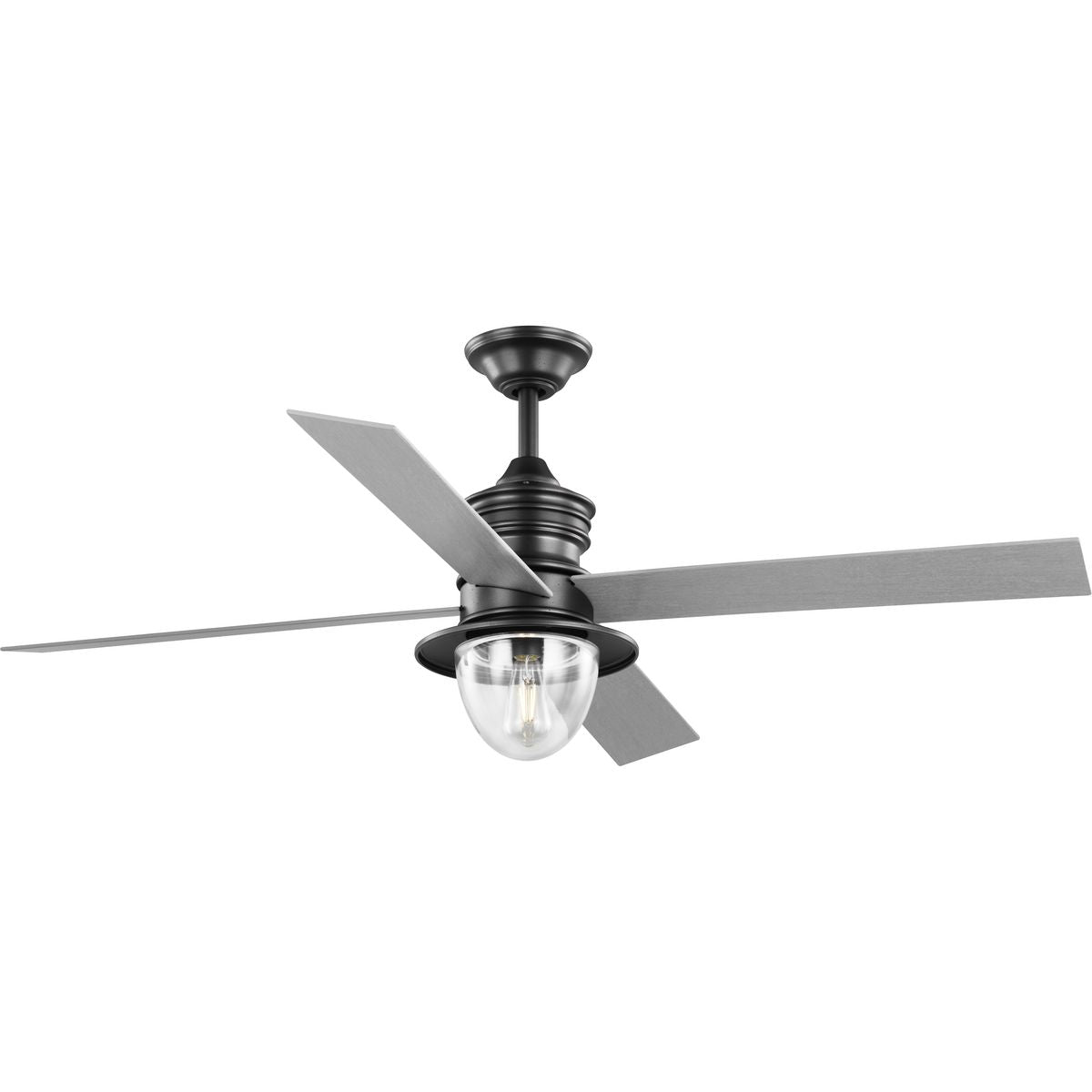 Gillen 56 Inch 4 Blade LED Ceiling Fan with Light Kit & Clear Glass Shade - Indoor/Outdoor Use for Living Room, Bedroom, Patio, and Porch