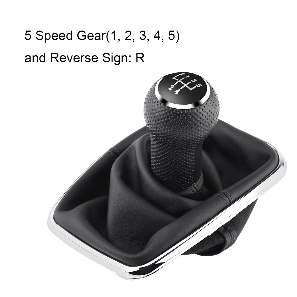 Qiilu 5-Speed Manual Shift Knob & Gearstick Gaiter Boot Kit - Compatible with VW Golf 4 (1999-2004) - Perfect for Car Interior Upgrade & DIY Installation