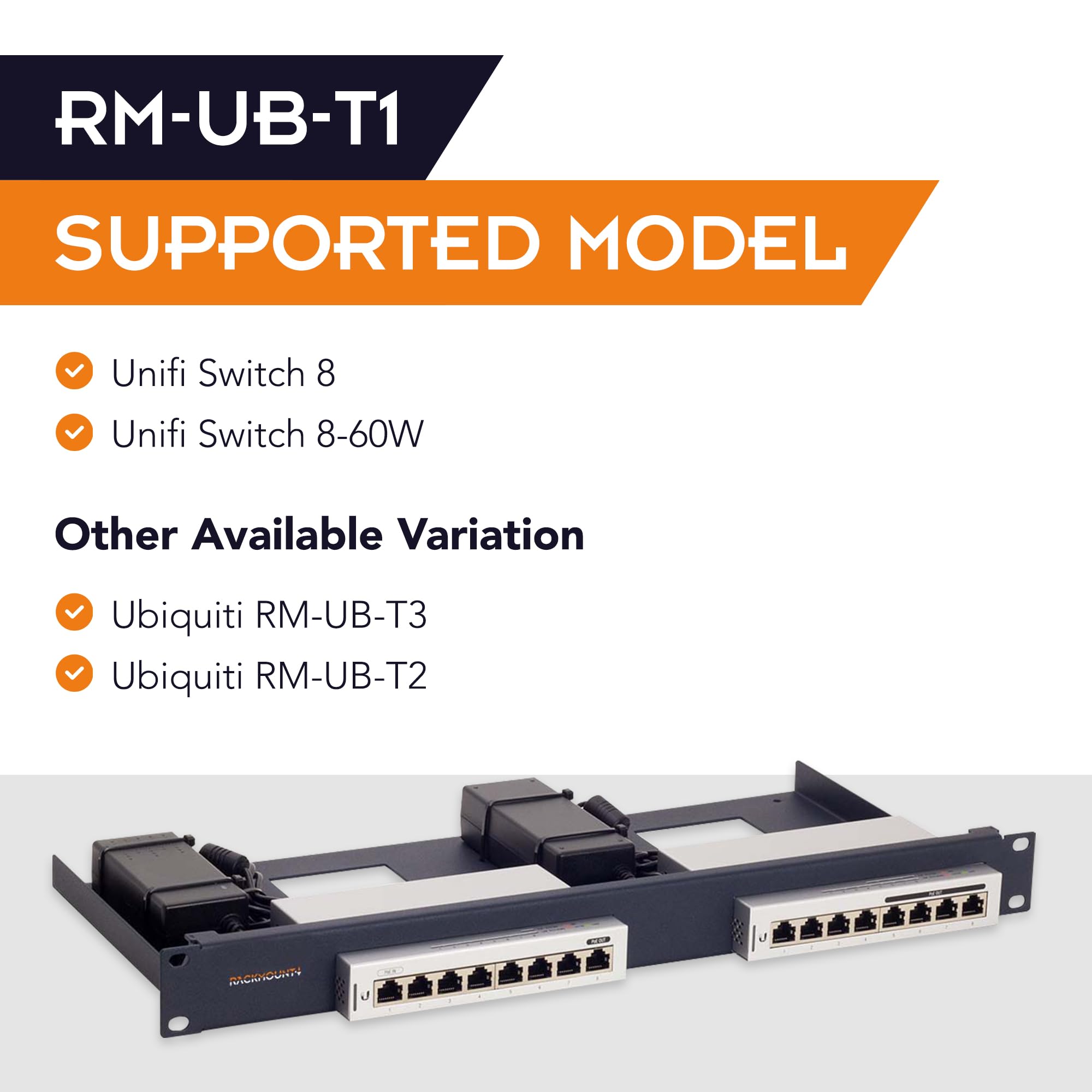 RM-UB-T1 Rack Mounting Kit for Ubiquiti UniFi Switch 8 & 8-60W - Secure Server Rack Installation for Network Switches | Perfect for Data Centers & Home Office Networks