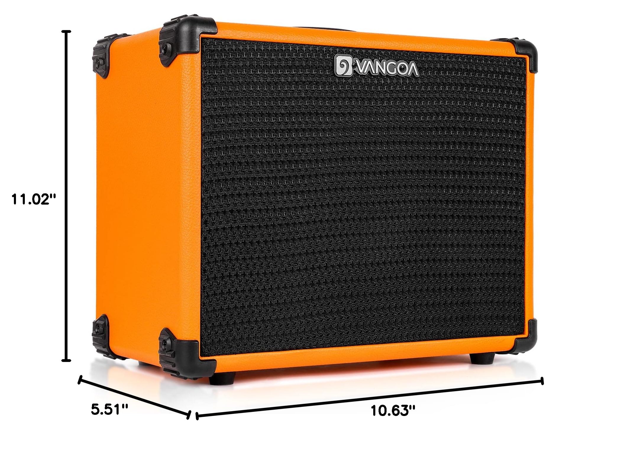 Vangoa 15W Electric Guitar Practice Amp with 3-Band EQ, 6.5″ Speaker & Headphone Jack - Portable Combo Amplifier for Electric Guitar & Bass (Orange) - Perfect for Home Practice, Studio Recording & Small Gigs