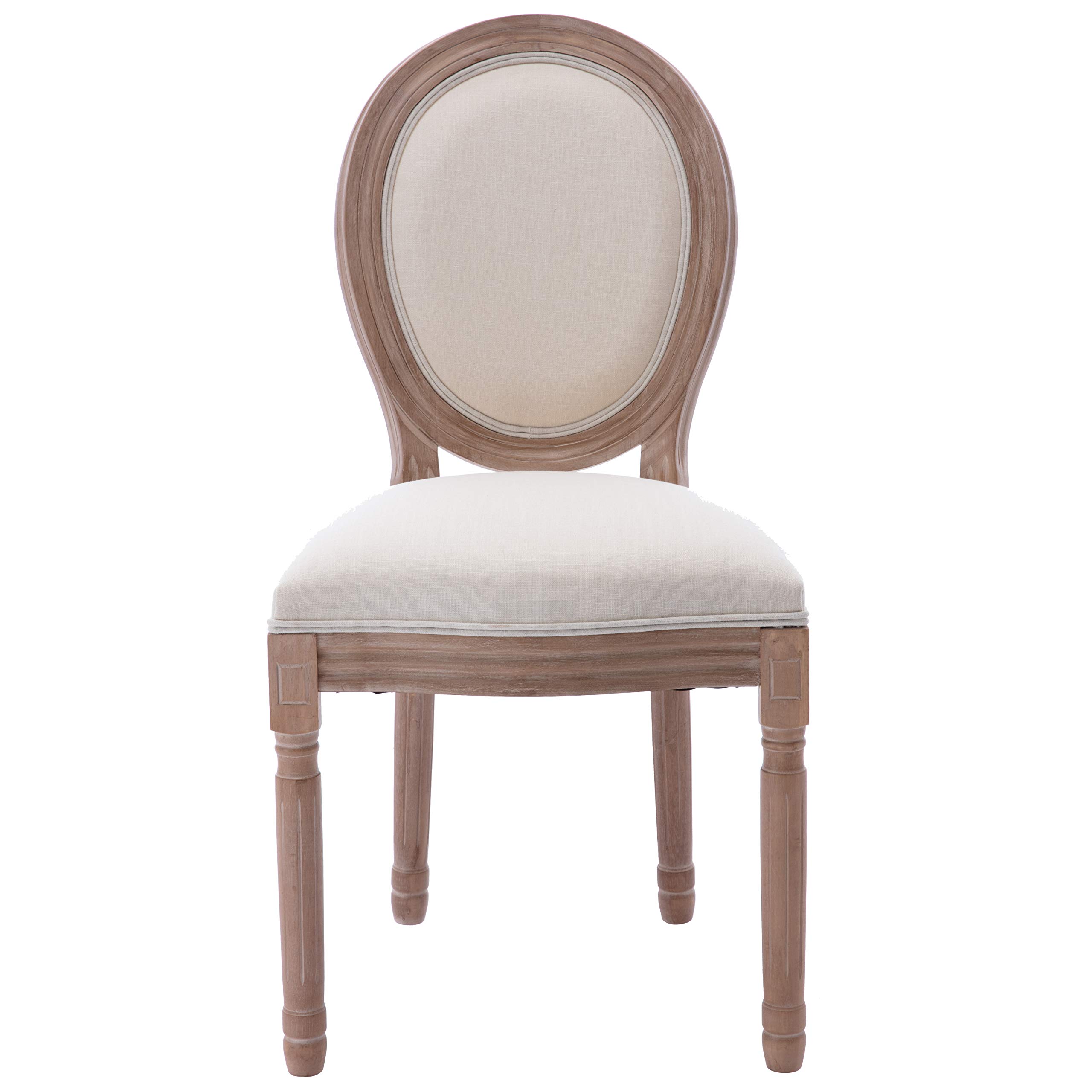 HomVent Set of 2 French Country Dining Chairs - Fabric & Cane Upholstered Farmhouse Kitchen Chairs with Carved Solid Wood Frame - Perfect for Home, Office, Restaurant & Cafe Dining (Style 2)
