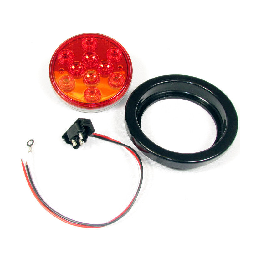 Fortpro 4 Round LED Tail/Turn Signal Lights - 10 Super Bright LEDs for Trucks, Trailers & Motorcycles - Waterproof & Durable for All Weather Conditions