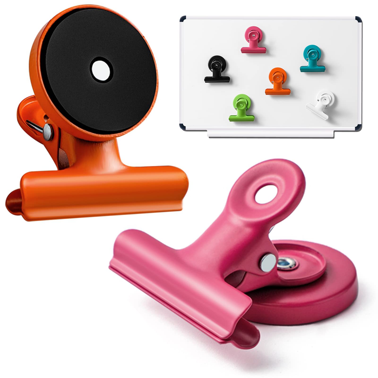 Strong Magnetic Clips - 8PACK Round Metal Refrigerator Clips for Whiteboard, Wall, Photos & Pictures (Multicolor) - Perfect for Office, Kitchen & Home Organization