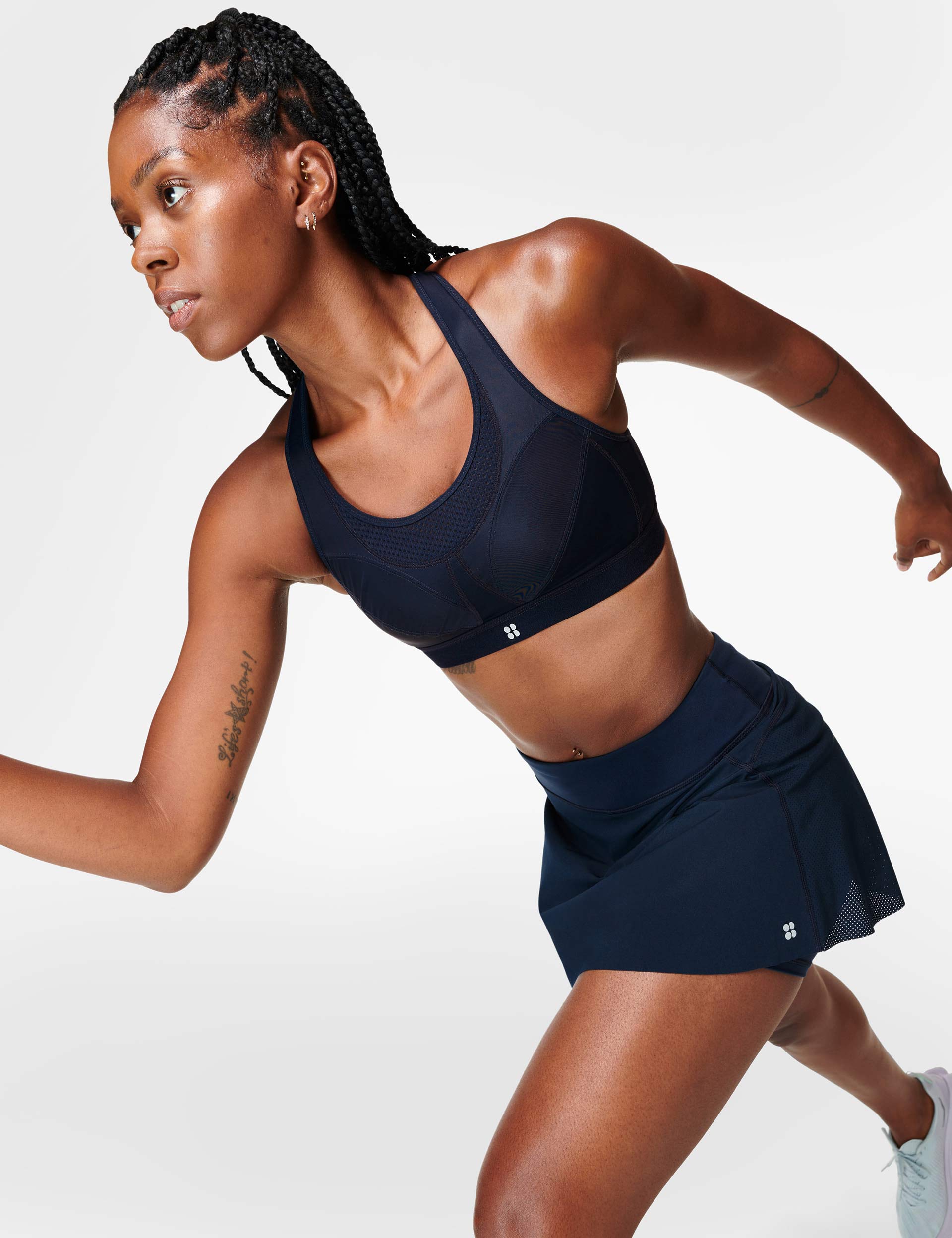 Best Women's Ultra Running Sports Bra - Breathable & Supportive Navy Blue Activewear for High-Intensity Workouts, Marathon Training & Outdoor Fitness