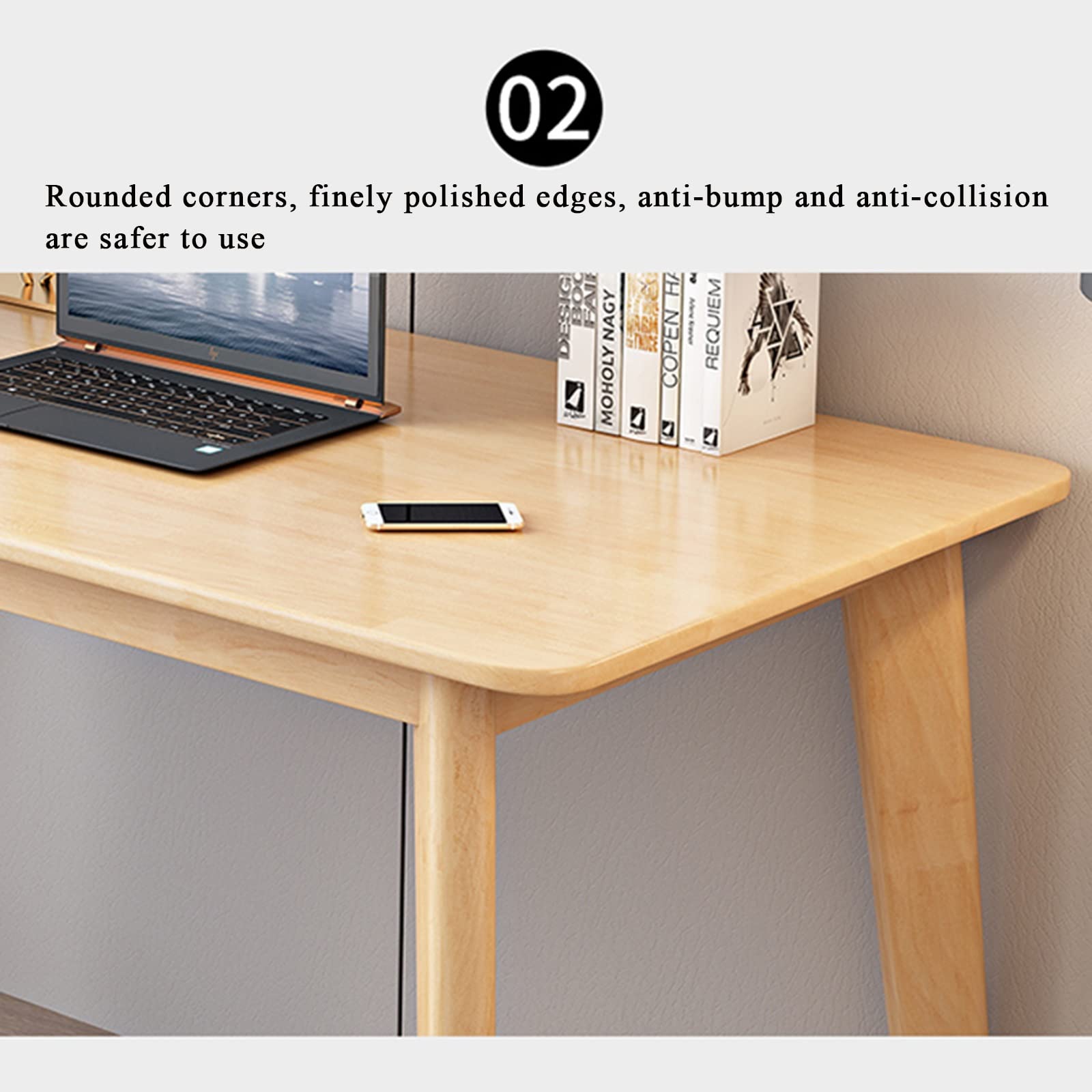 Solid Wood Computer Desk 120x55x75cm - Modern Home Office Desk for Students, Writing, Gaming & Small Spaces - Durable Study Desk for Bedroom, Apartment & Workspace (Wood Color)