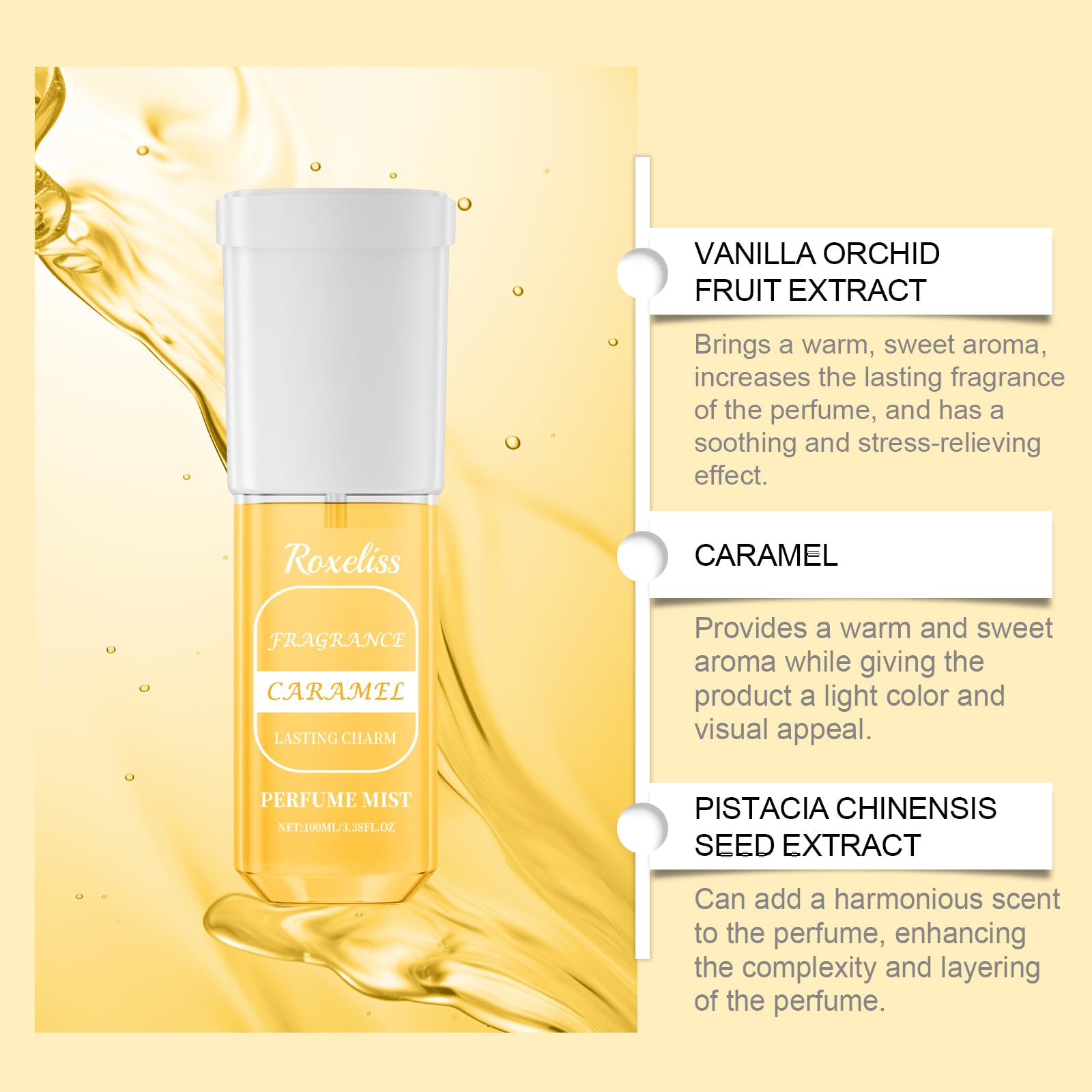 Caramel Perfume Spray - Fresh & Natural Long-Lasting Fragrance for Women | Sweet Gourmand Scent for Date Night, Office & Special Occasions