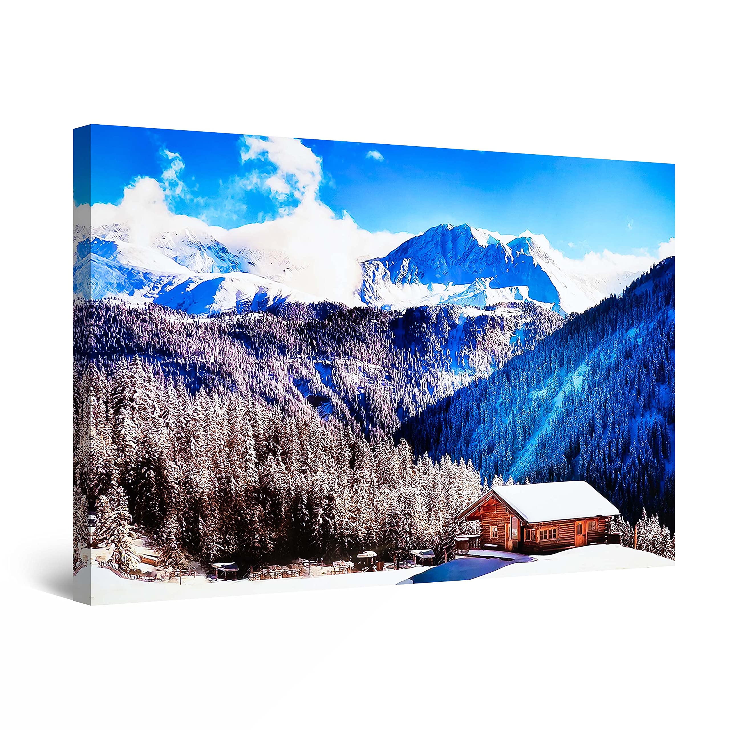 Abstract Blue Mountain Canvas Wall Art - 24x36 Inch Modern Landscape Painting for Bedroom, Living Room & Office Decor - Ready to Hang Home Wall Decor