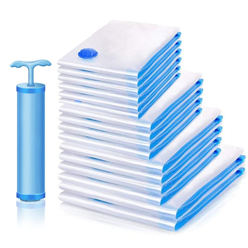 Vacuum Storage Bags for Clothes - 6 Pack Waterproof Compression Organizer (50x70cm, Blue) | Space Saving Travel Storage, Seasonal Clothes Protection & Moving Essentials