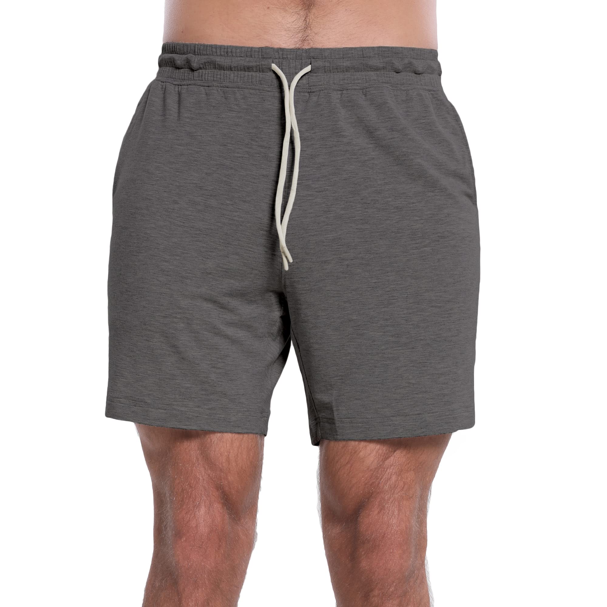 Men's Ultra Soft Bamboo Sweat Shorts 7'' - Breathable Athletic Gym Jogger Workout Shorts with Pockets - Micro Terry Fabric for Running, Yoga & Lounge Wear