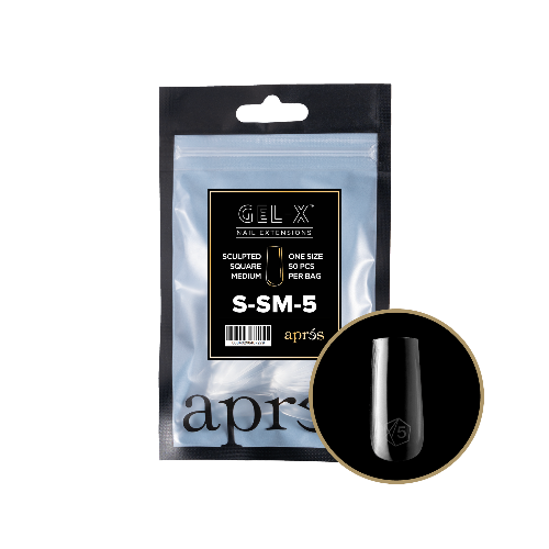 Apres Gel X Refill Tips 2.0 (50pc) - Sculpted Medium Square Nail Extensions for Professional Salon & DIY Manicure at Home
