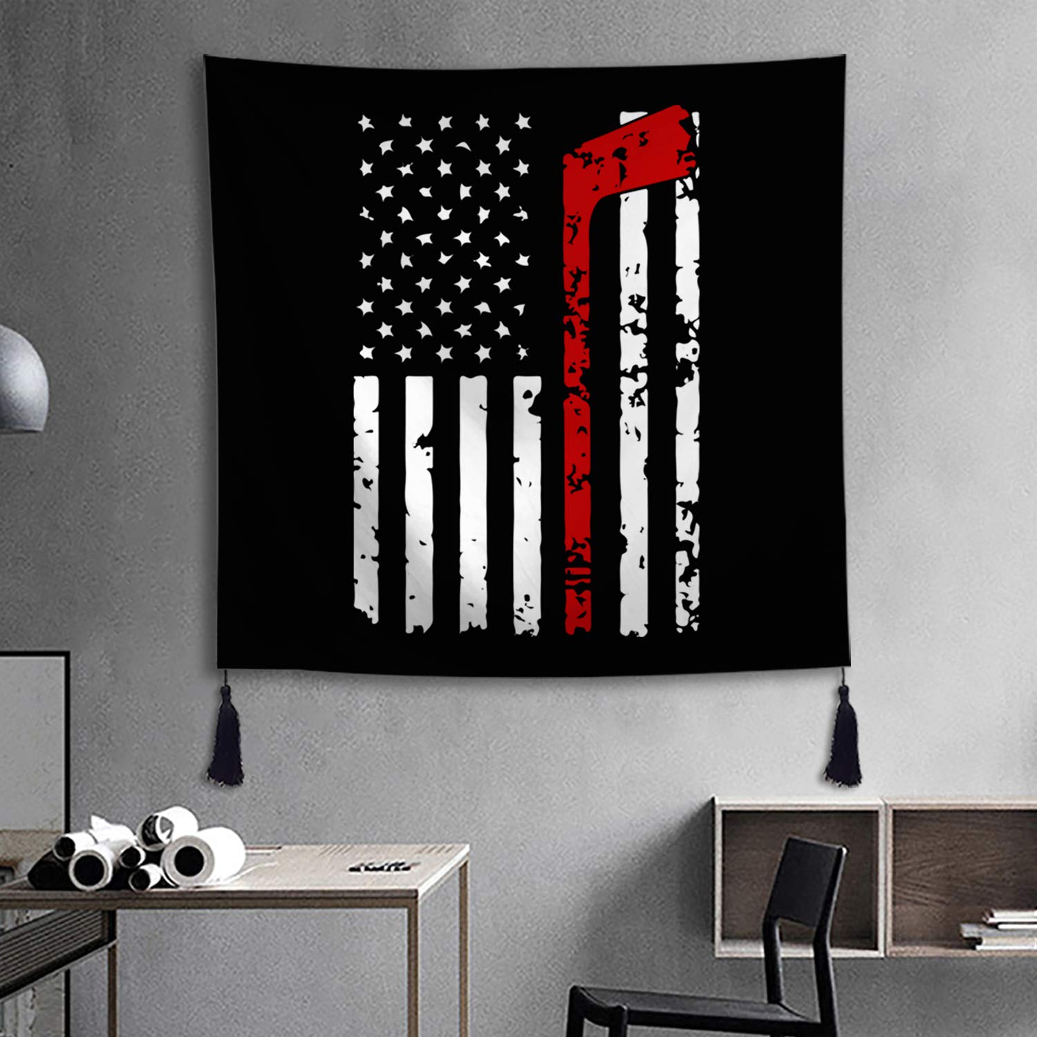 XREE Tapestry Wall Hanging - USA Hockey Themed Fabric Art for Home Decor | Perfect for Living Room & Bedroom Wall Decor | Great Gift for Hockey Fans
