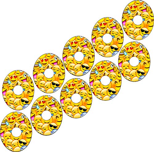 Freestyle Libre Adhesive Patches - 10 Pack Precut Emojis Design Sensor Covers with Split Backing | Waterproof & Hypoallergenic | Ideal for Sports, Swimming & Daily Wear
