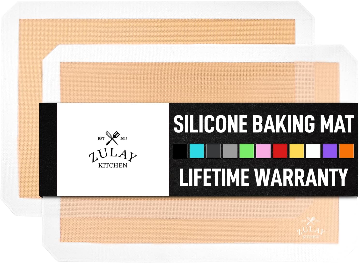 (2 Pack) Non-Stick Silicone Baking Mats - Reusable, BPA-Free for Cookies, Pastry, Bread - Perfect for Baking, Roasting & Air Frying