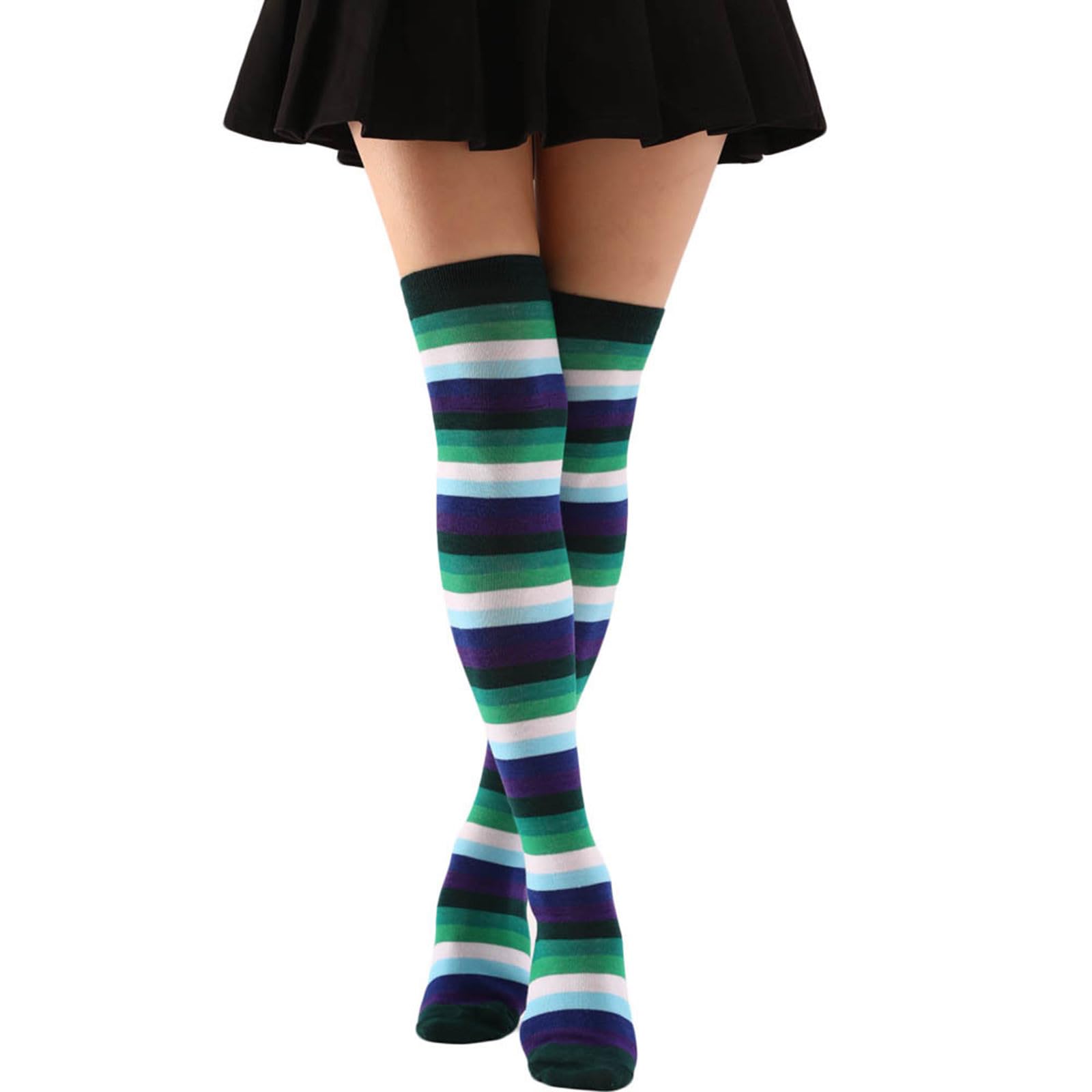 Halloween Compression Socks for Women - Over Knee Striped Print Long Socks - Nurse & Cosplay Costume Accessories - Perfect for Halloween Parties, Cosplay Events & Costume Outfits