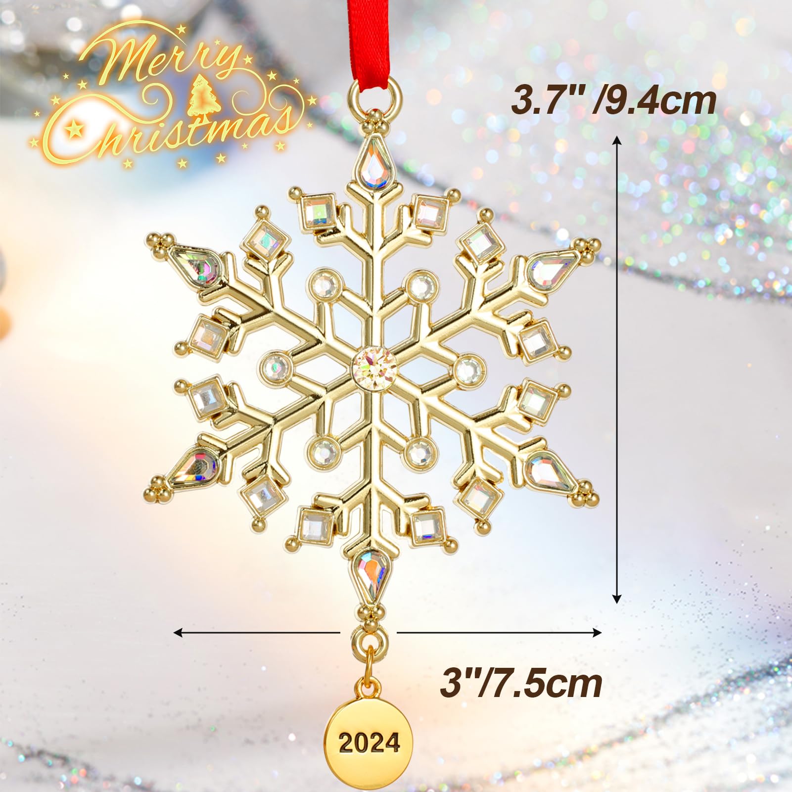 2024 Snowflake Ornaments for Christmas Tree Decorations - Holiday Hanging Snowflake Decor for Windows, Rooms & Gifts (Set with Keepsake Box) - Perfect for Xmas Parties, Home Decor & Festive Celebrations
