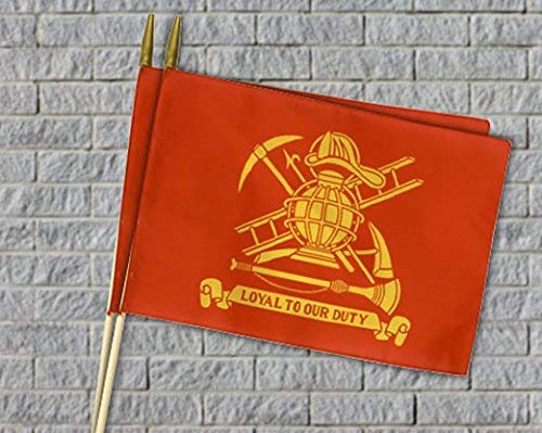 Fireman Stick Flag - 12x18 Inch Polyester American Flags on Wooden Staff - Pack of 24 - USA Made - Perfect for Parades, Firefighter Events & Patriotic Decorations