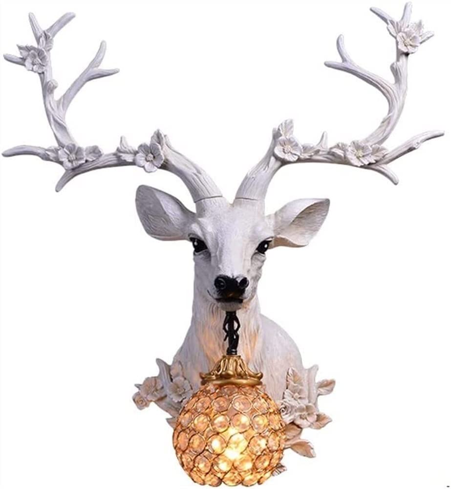 Vintage Rustic Elk Head Wall Sconce - Handmade Resin Deer Head Wall Lamp for Hallway, Bathroom, Bedroom & Coffee Bar Decor | Antique Style Wall Lighting for Cabin, Lodge & Home Decor