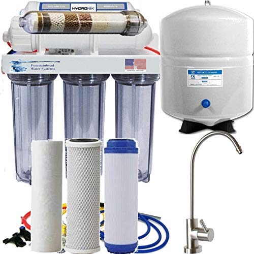 6-Stage Reverse Osmosis Alkaline Water Filter System with Ionizer - 50 GPD High Output, Stainless Steel Faucet - Pure Drinking Water for Home, Office, and RV Use
