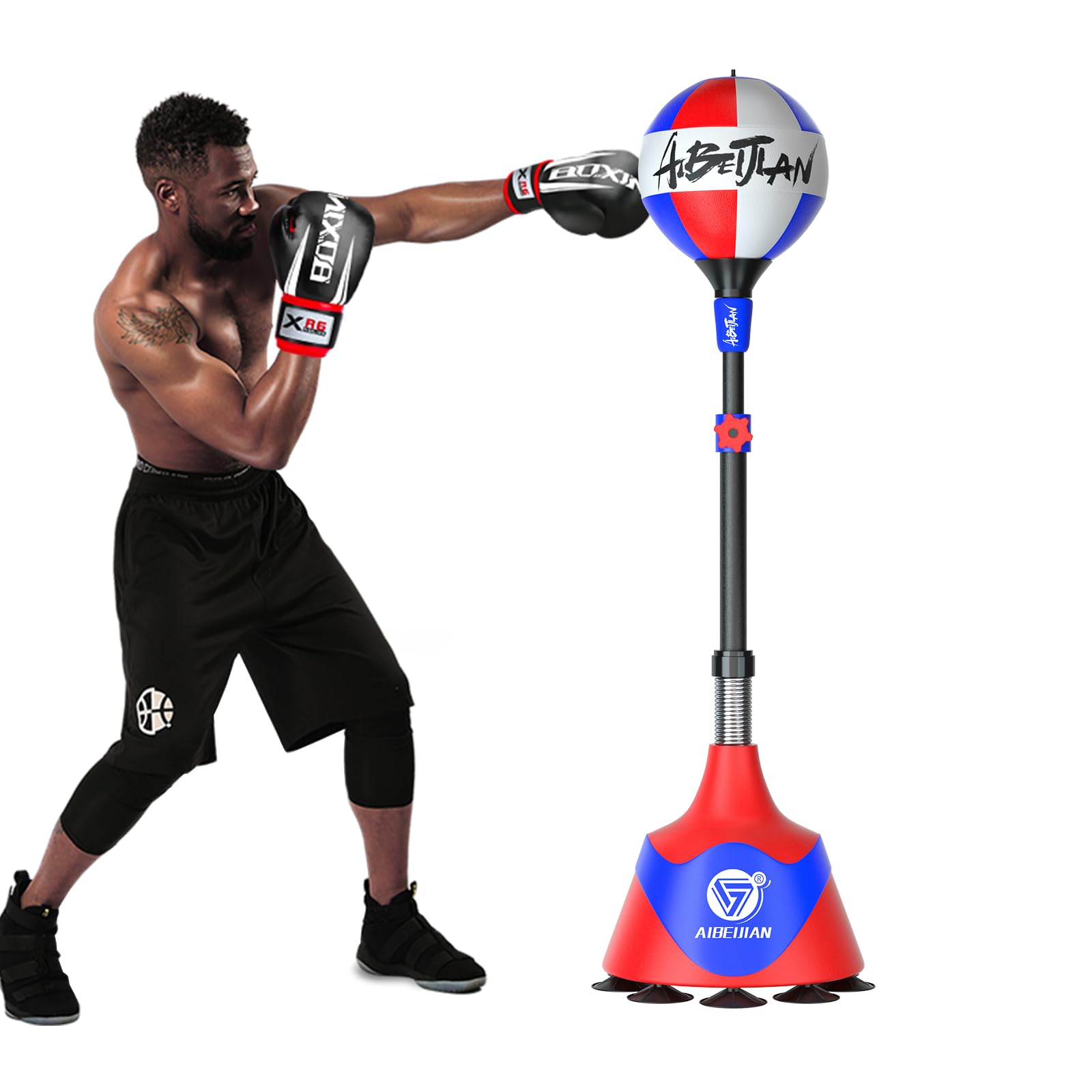 Freestanding Reflex Boxing Bag with Adjustable Stand - Heavy Duty Punching Bag for Adults & Kids, Speed Ball for Home Gym Training - Perfect for Boxing, MMA, Kickboxing & Fitness Workouts