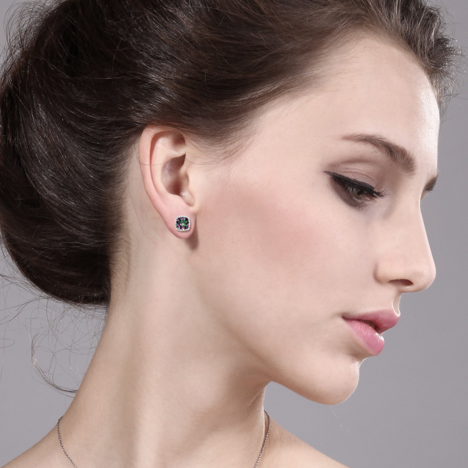 10K White Gold 7MM Cushion Cut Birthstone Stud Earrings for Women & Men | Gemstone Jewelry Gifts for Her, Mom, Wife | Fine Jewelry for Everyday Wear & Special Occasions