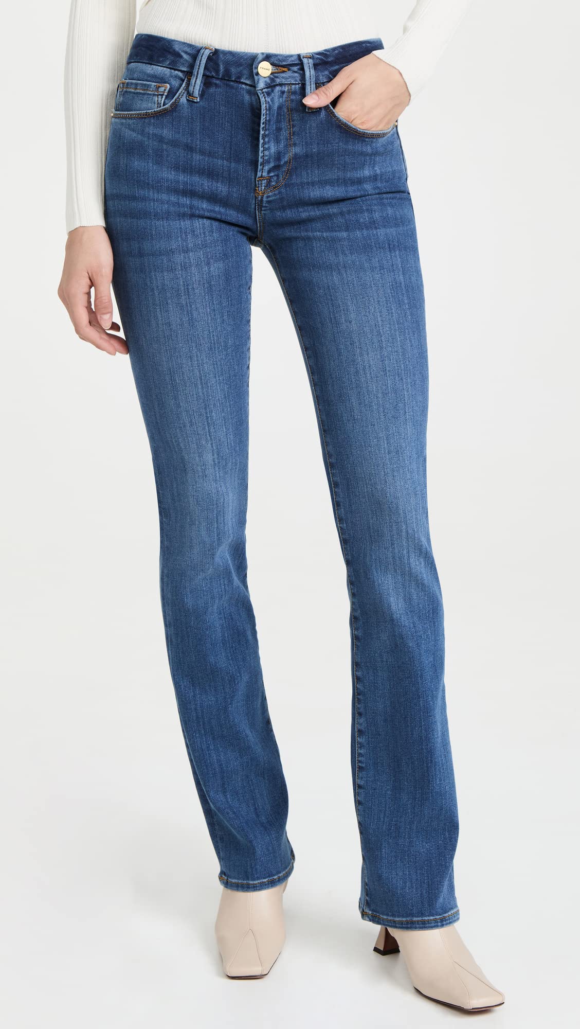 FRAME Women's Boot Cut Jeans - High Waist Stretch Denim Pants for Casual & Work Wear | Perfect for Everyday Outfits & Office Style