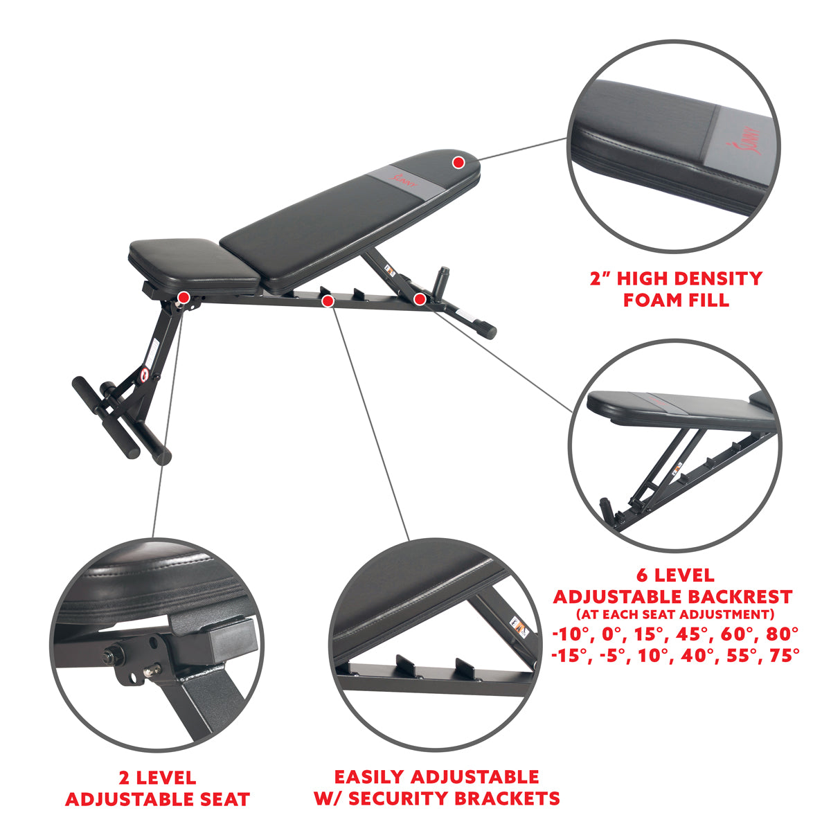 Adjustable Weight Bench for Home Gym - Heavy Duty Utility Workout Bench with Multiple Incline Positions - Perfect for Strength Training, Dumbbell Exercises & Full Body Workouts