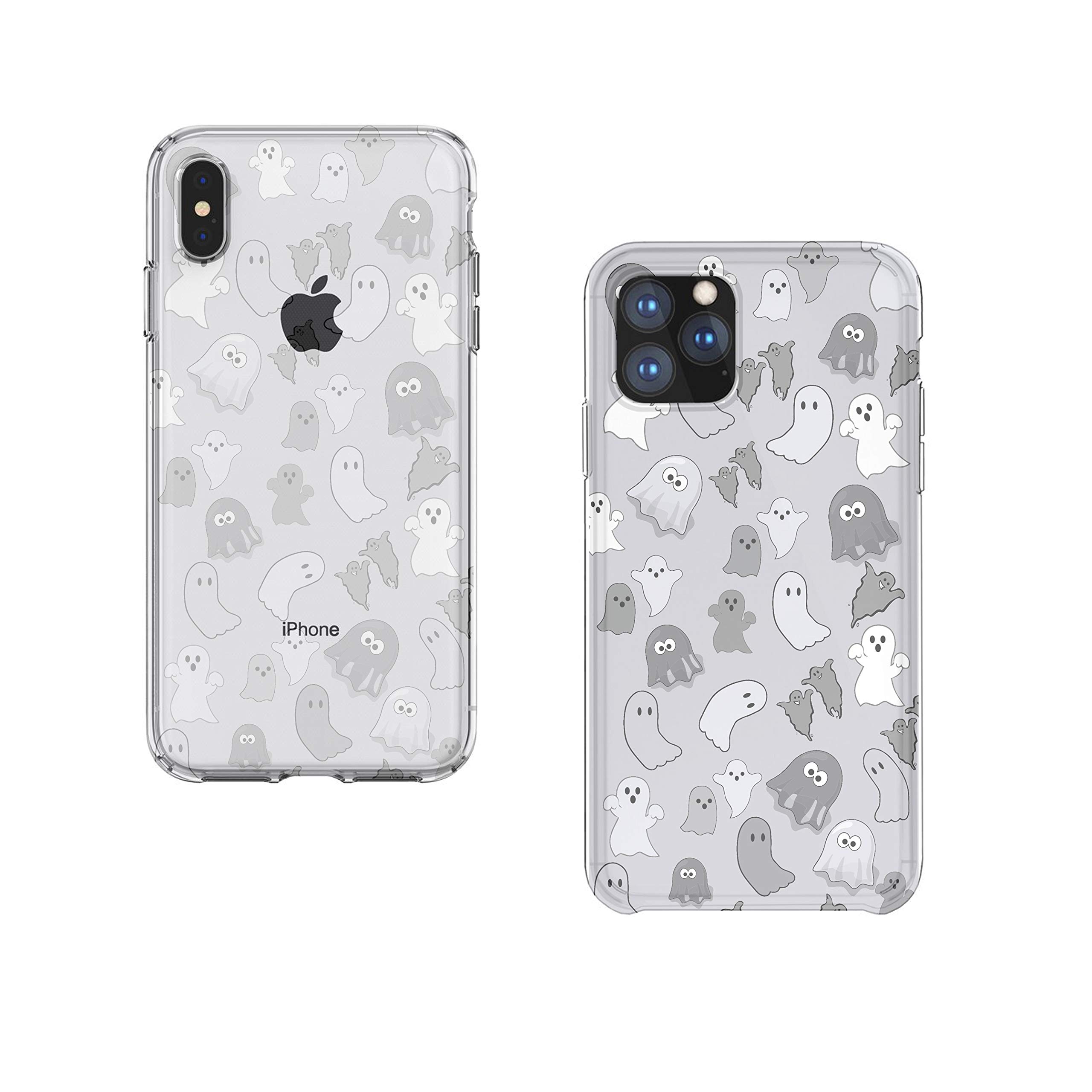 Halloween Ghost Printed Soft TPU Case for Apple iPhone 11 Pro XS Max XR 8 7 - Cute White Silicone Phone Cover - Perfect for Trick-or-Treating & Spooky Parties